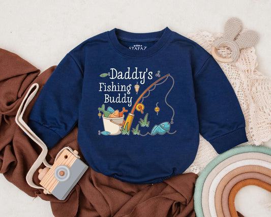 Daddy's Fishing Buddy Bubble Romper for Baby Boy Father's Day Fishing Theme Party Outfit Comfortable Cotton Gift for Dad
