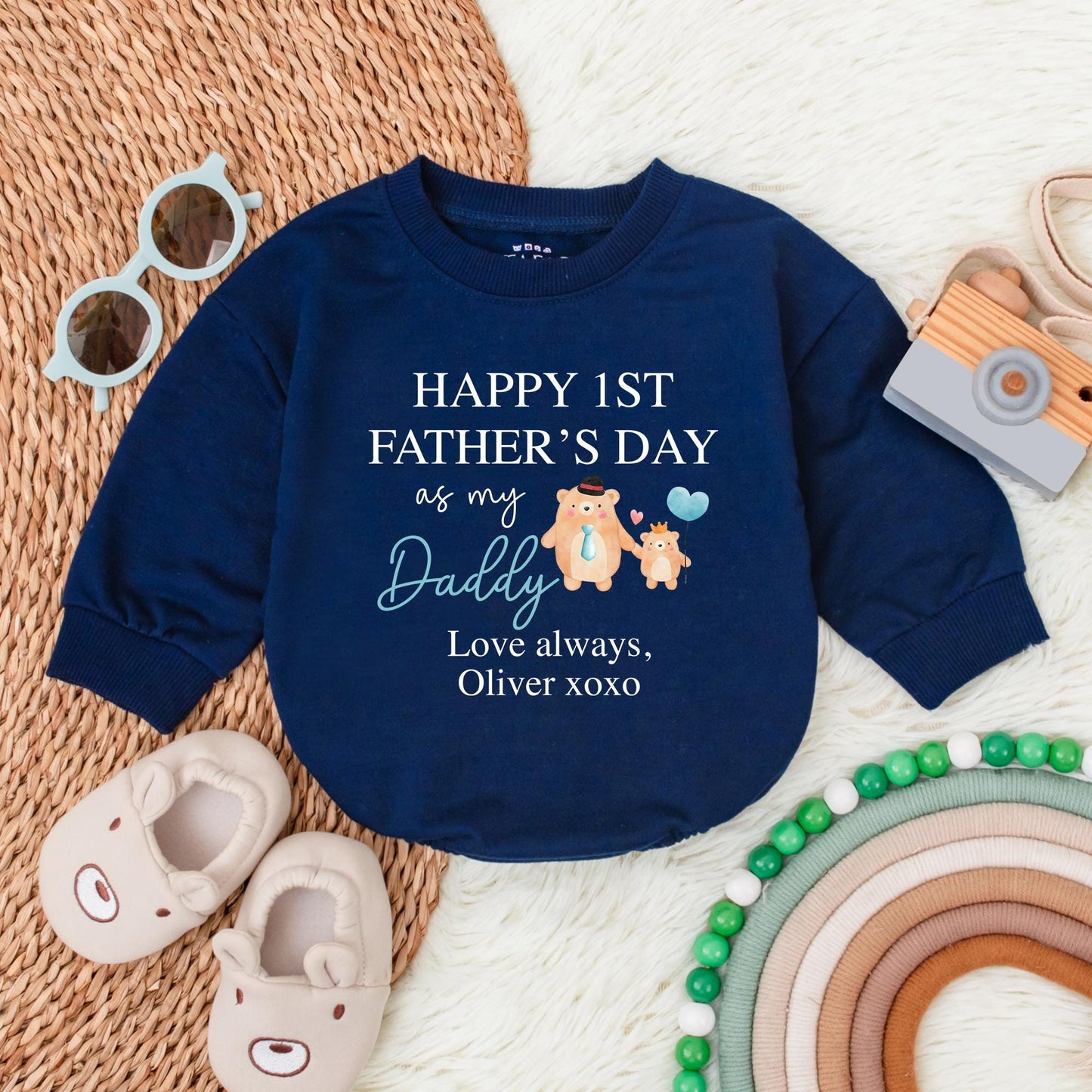 Personalized First Father's Day Baby Bubble Romper | Best Dad Ever Boy Bodysuit Gift | New Dad Shower Gift Cotton, Cute