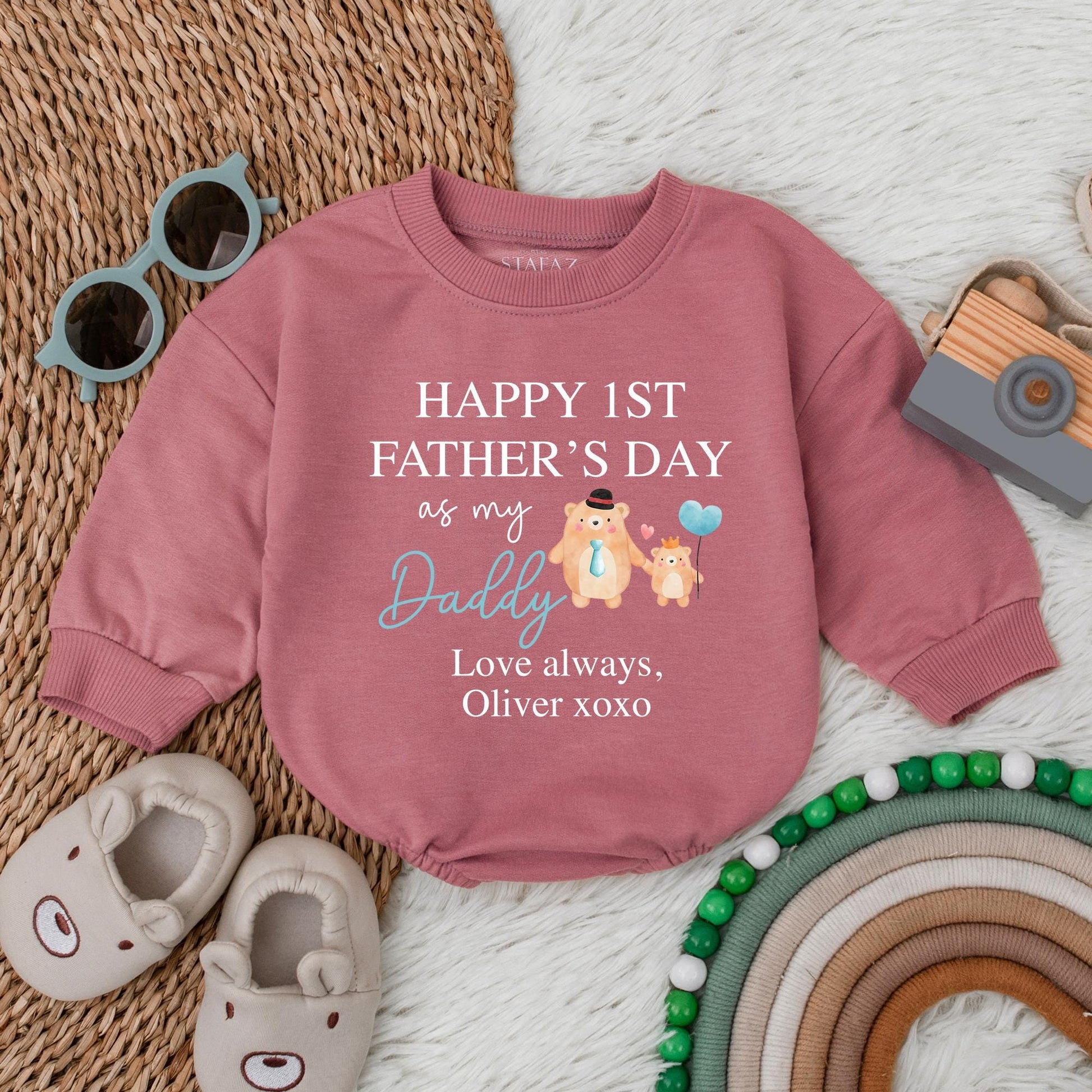 Personalized First Father's Day Baby Bubble Romper | Best Dad Ever Boy Bodysuit Gift | New Dad Shower Gift Cotton, Cute