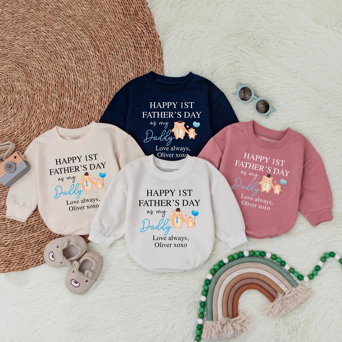 Personalized First Father's Day Baby Bubble Romper | Best Dad Ever Boy Bodysuit Gift | New Dad Shower Gift Cotton, Cute