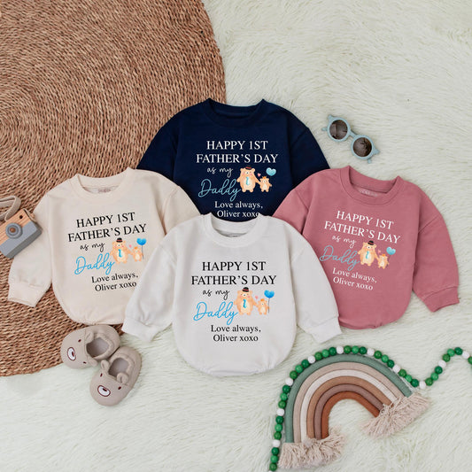 Personalized First Father's Day Baby Bubble Romper | Best Dad Ever Boy Bodysuit Gift | New Dad Shower Gift Cotton, Cute