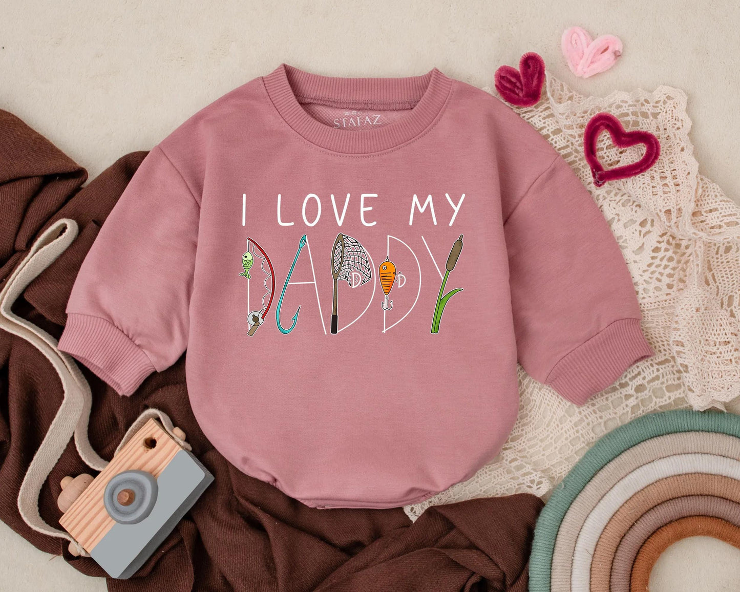 I Love My Daddy Bubble Romper Baby Outfit, First Father's Day Gift, Gone Fishing Romper, New Dad Annoucement, Cotton Comfort