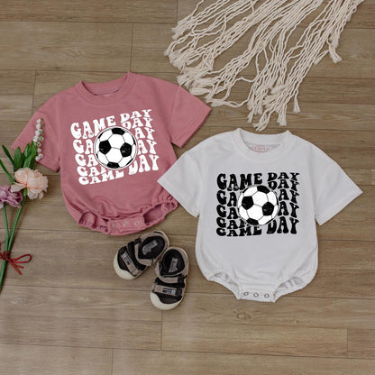 Retro Soccer Jumpsuit for Boys Baby Baseball Outfit Game Day Bodysuit Football Team Fan Gear