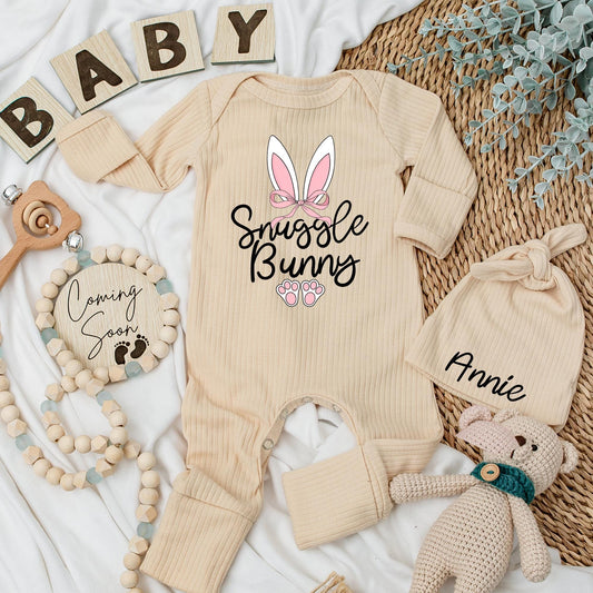 My First Easter Snuggle Bunny Bodysuit Set, Sweet Newborn Outfit, Christian Easter Holiday Baby Clothes, Soft Comfortable Newborn Set, Baby Shower Gift (139 chars)
