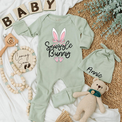 My First Easter Snuggle Bunny Bodysuit Set, Sweet Newborn Outfit, Christian Easter Holiday Baby Clothes, Soft Comfortable Newborn Set, Baby Shower Gift (139 chars)