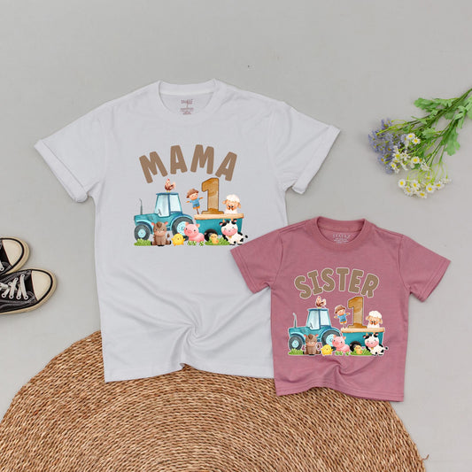 Personalized Farm First Birthday Shirt Boho Barnyard Cow Outfit Boy Girl Matching Family