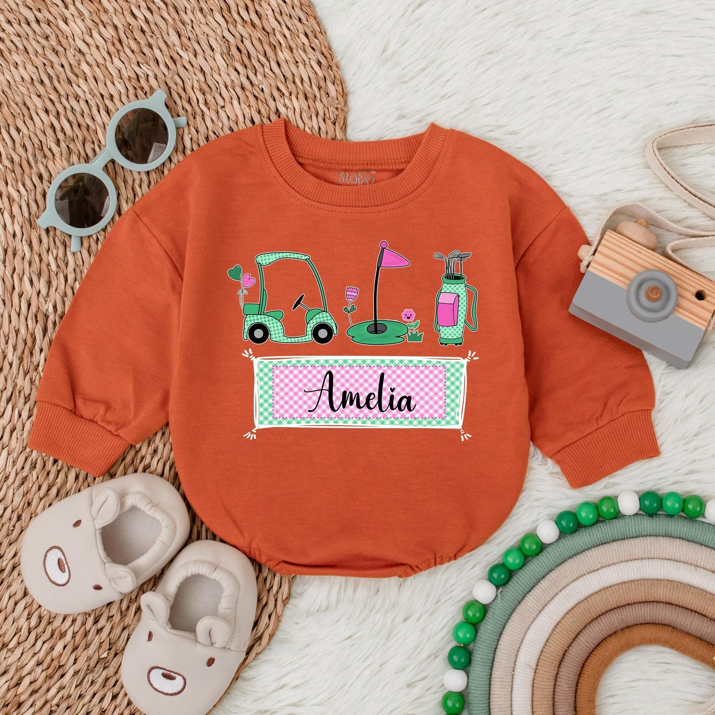 Personalized Baby Girl Golf Romper Daddy's Little Buddy Golf Outfit Future Golfer Gift Cute Baby Clothes 139