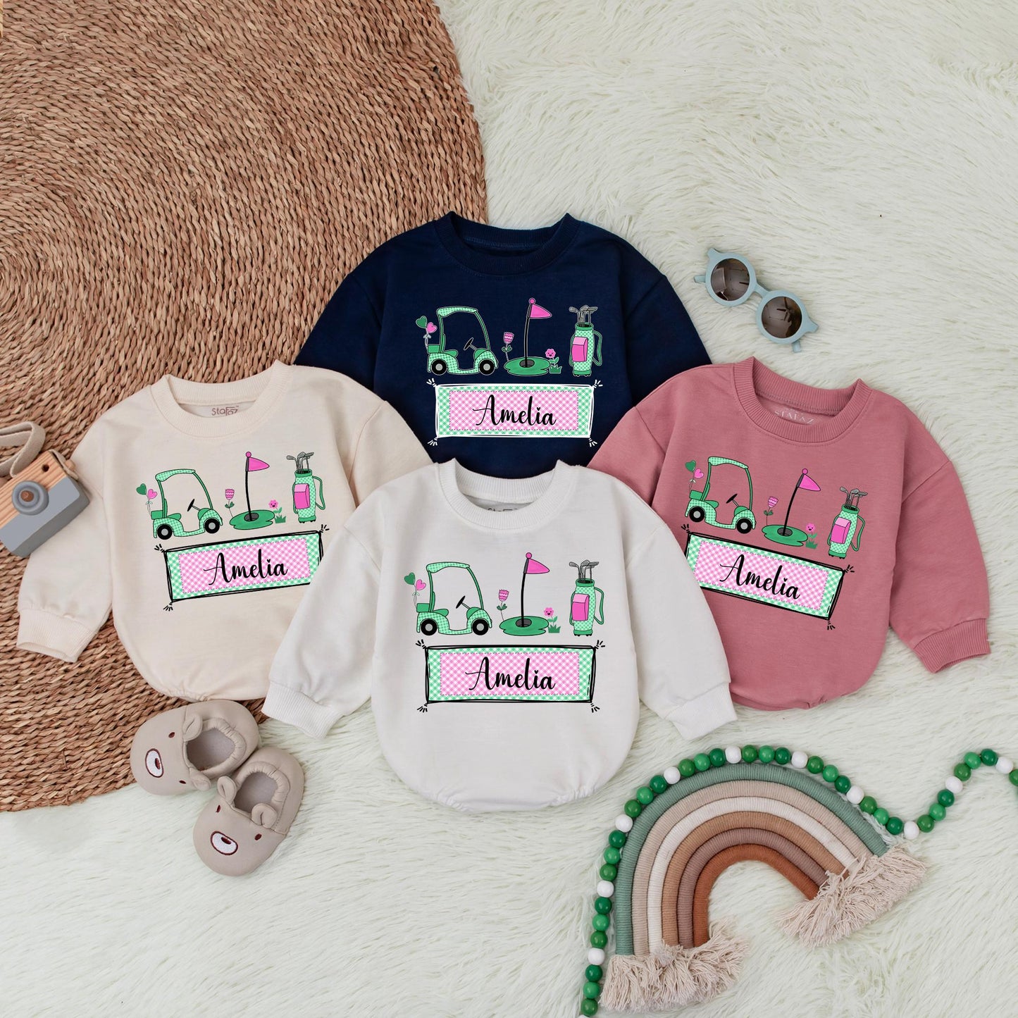 Personalized Baby Girl Golf Romper Daddy's Little Buddy Golf Outfit Future Golfer Gift Cute Baby Clothes 139