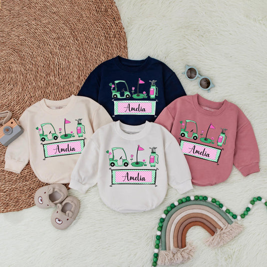 Personalized Baby Girl Golf Romper Daddy's Little Buddy Golf Outfit Future Golfer Gift Cute Baby Clothes 139