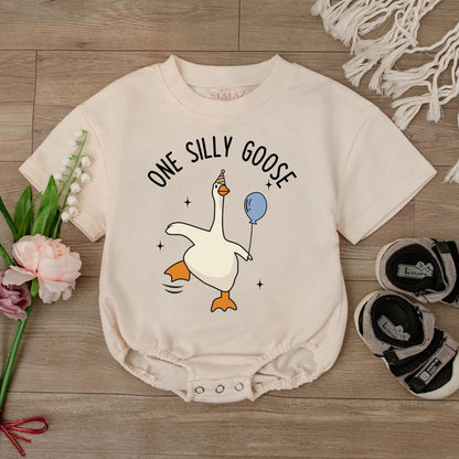 One Silly Goose Baby Romper, Funny Baby Bodysuit, Cute Infant Outfit, Baby Shower Gift, Newborn Romper, Retro Baby Clothes, Gender Neutral