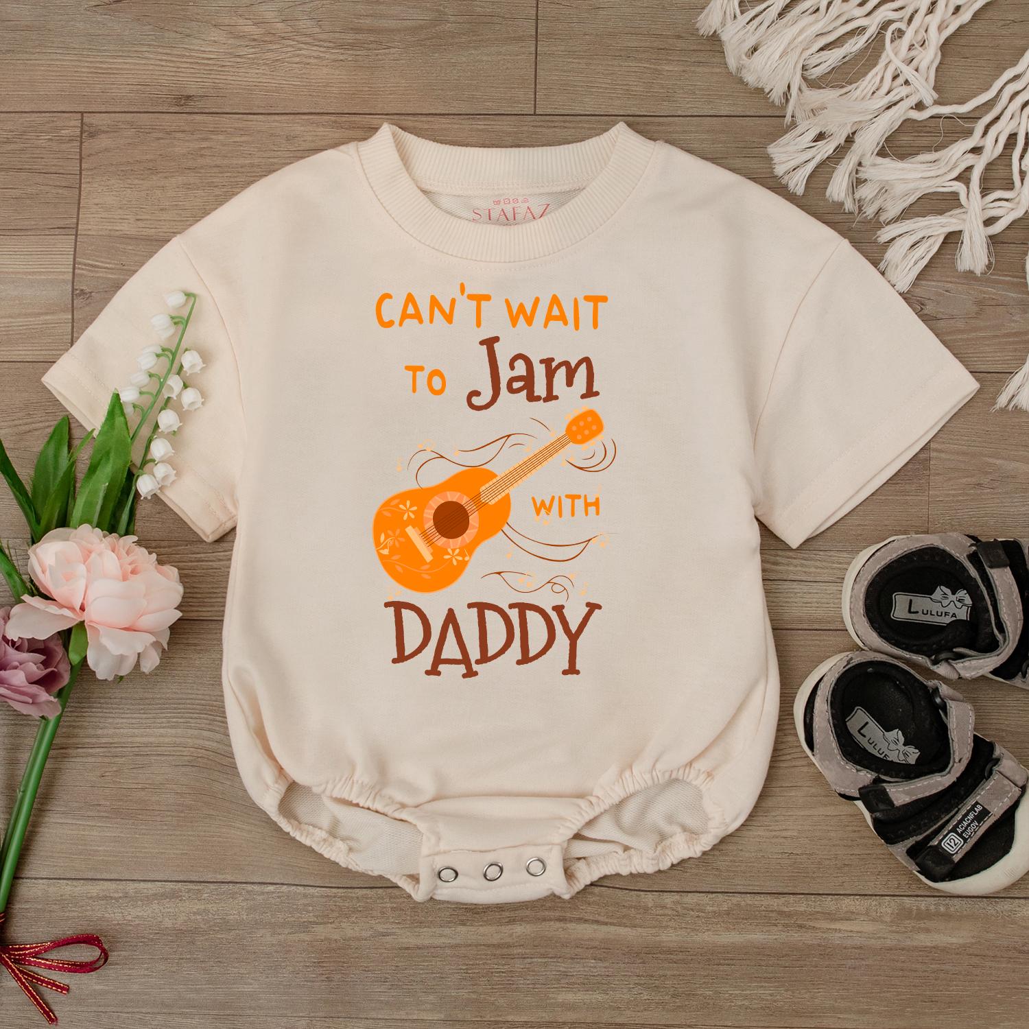 Daddy and Me Music Theme Baby Romper Cute Guitar Bodysuit for Father's Day Gift Newborn Baby Shower Summer Outfit