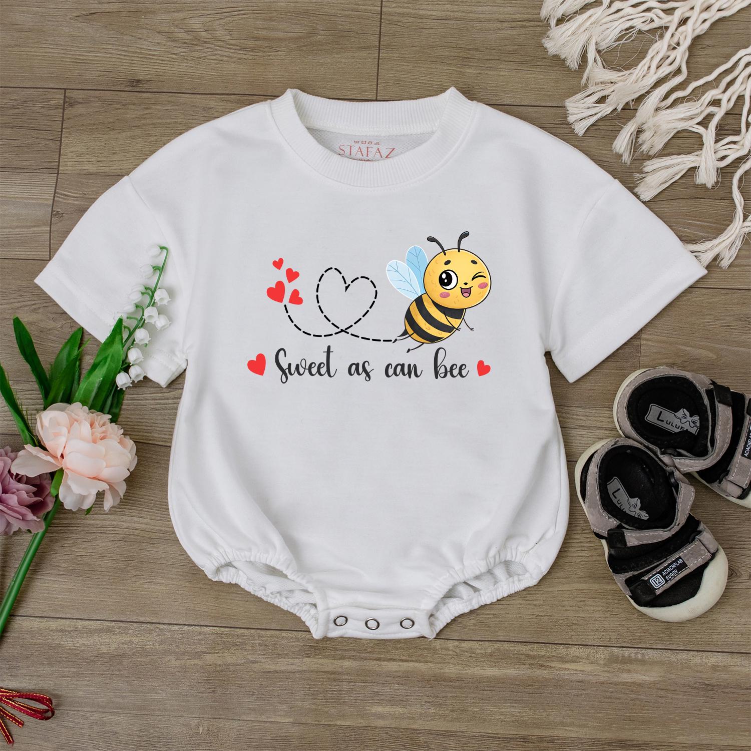Sweet As Can Bee Baby Romper - Adorable Newborn Bee Outfit Baby Shower Gift for Girls Summer Baby Clothes Cute Bodysuit