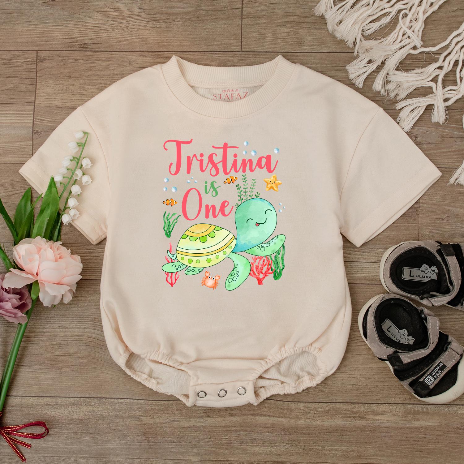 Adorable Sea Turtle Birthday Romper First Birthday Outfit Ocean Theme Baby Bodysuit Cute Baby Clothes Toddler Party Gift