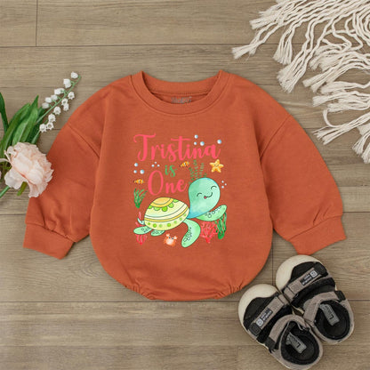 Personalized Sea Turtle First Birthday Romper Ocean Theme Baby Outfit Toddler Party Clothes Cute Infant Bodysuit Unique Summer Gift