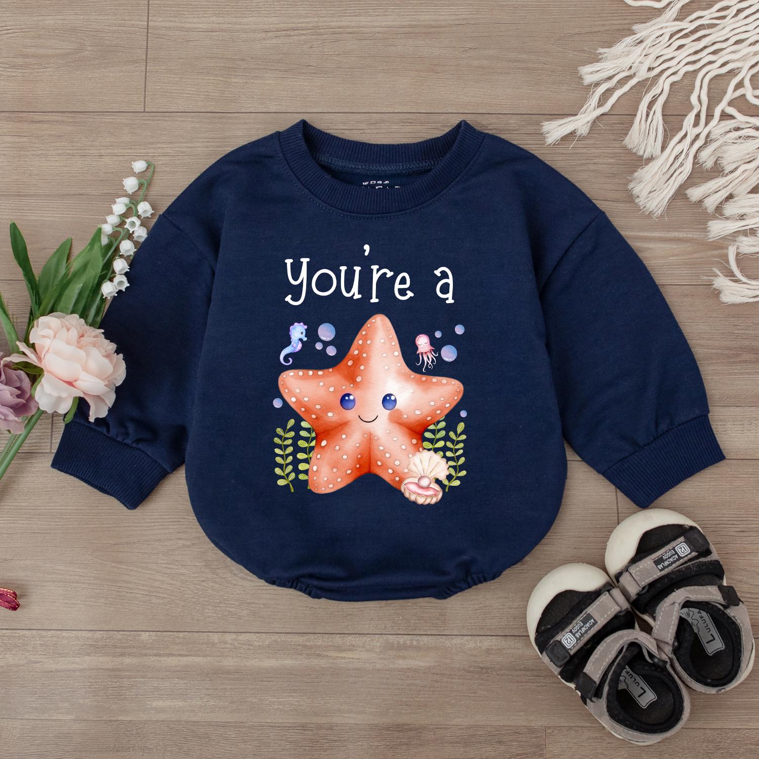 Starfish Baby Romper, Ocean Theme Bodysuit for Baby Girl or Boy, Cute Sea Star Outfit, Under the Sea Beach Clothes, Summer Toddler Gift