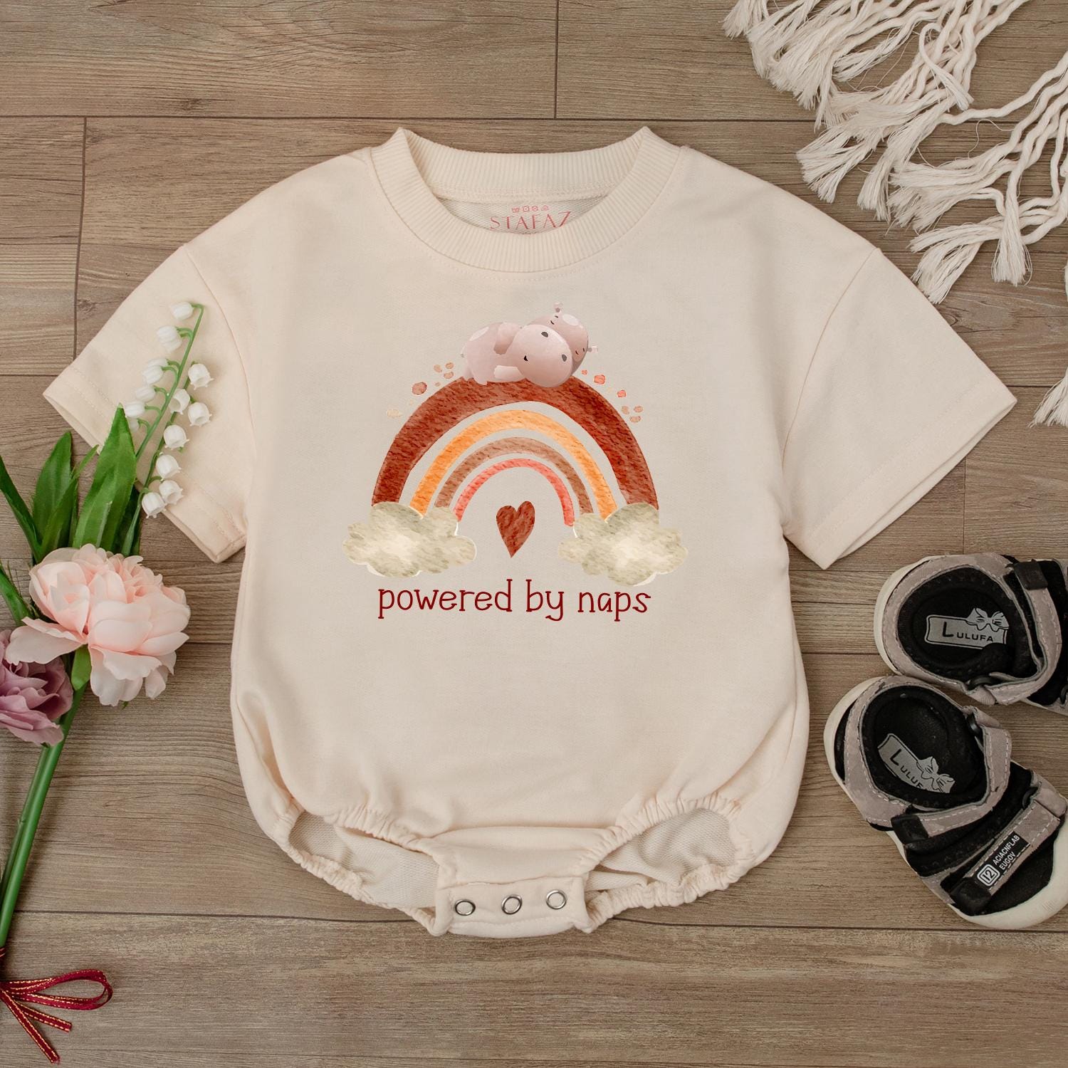 Powered by Naps Funny Baby Romper Neutral Infant Bodysuit Cute Newborn Gift Baby Shower Present Gender Neutral Clothes Soft Cotton Comfortable Everyday Wear