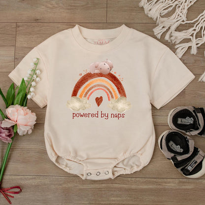 Powered by Naps Funny Baby Romper Neutral Infant Bodysuit Cute Newborn Gift Baby Shower Present Gender Neutral Clothes Soft Cotton Comfortable Everyday Wear
