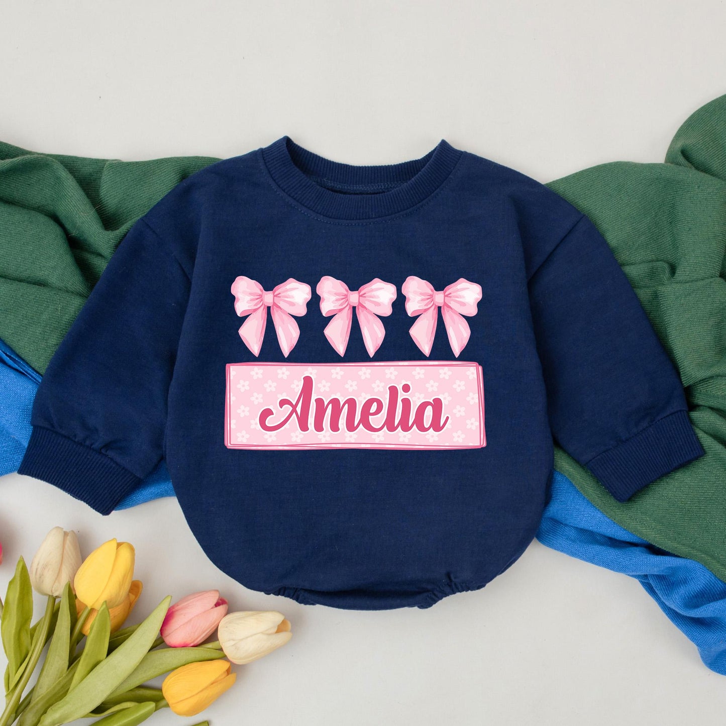 Personalized Pink Bow Birthday Girl Romper First 1st Birthday Infant Bodysuit Baby Shower Gift Cute Celebration Outfit Clothes