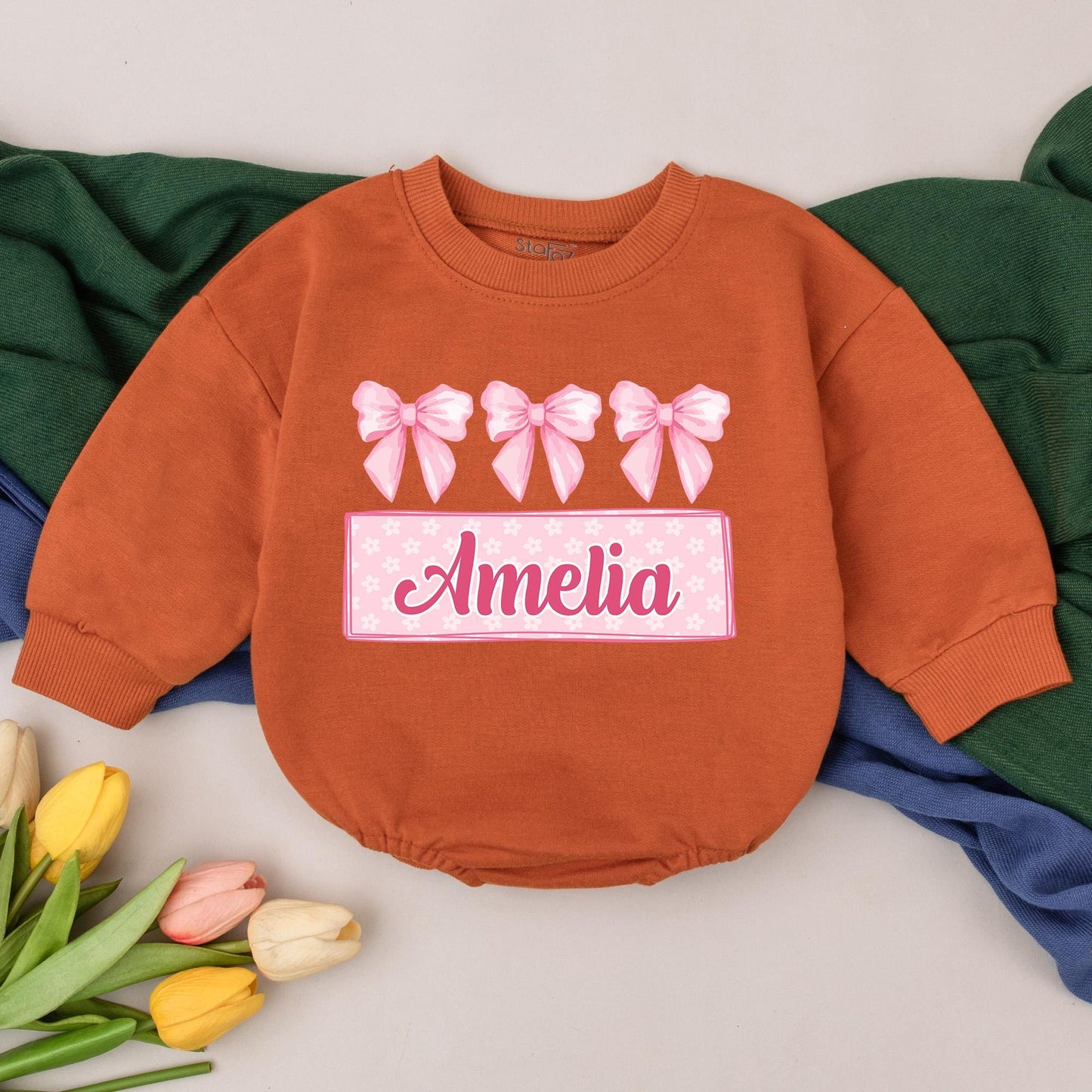 Personalized Pink Bow Birthday Girl Romper First 1st Birthday Infant Bodysuit Baby Shower Gift Cute Celebration Outfit Clothes