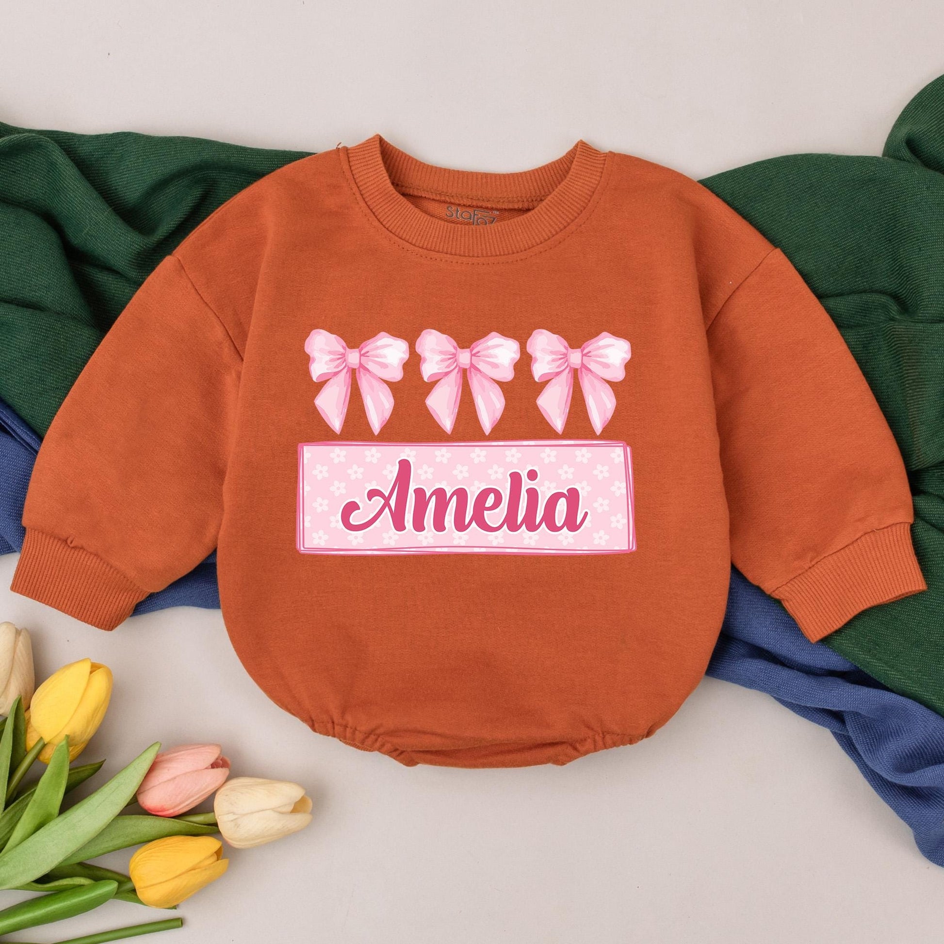 Personalized Pink Bow Birthday Girl Romper First 1st Birthday Infant Bodysuit Baby Shower Gift Cute Celebration Outfit Clothes