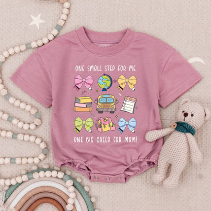 Back to School Romper for Girls, One Big Cheer Baby Bodysuit with School Bus, Apple & Bows, First Day Outfit, Teacher Gift, Cute School Clothes (139 chars)