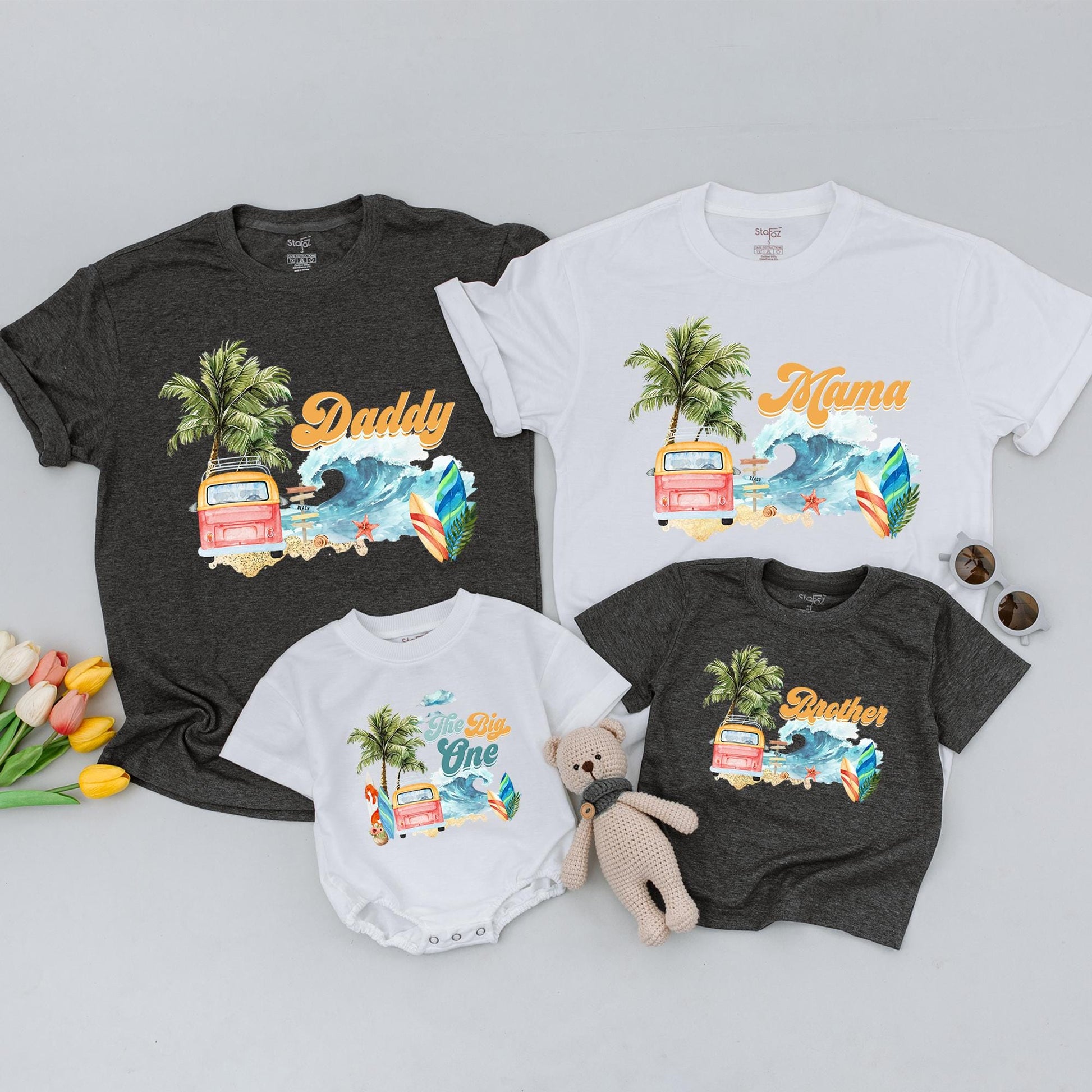 Surfing 1st Birthday Shirt for the Birthday Boy, Family Matching Surf Outfits, Personalized Toddler Tee, The Big One