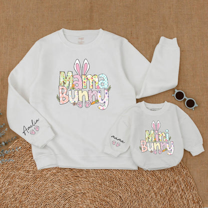 Personalized Easter Mama and Mini Bunny Sweatshirt Cute Mommy and Me Matching Easter Outfit Gift for Mom