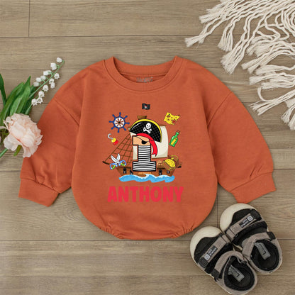 Pirate Baby Romper - Personalized Custom Name Bodysuit First Birthday Outfit Boy Gift - Ocean Theme Toddler Clothes