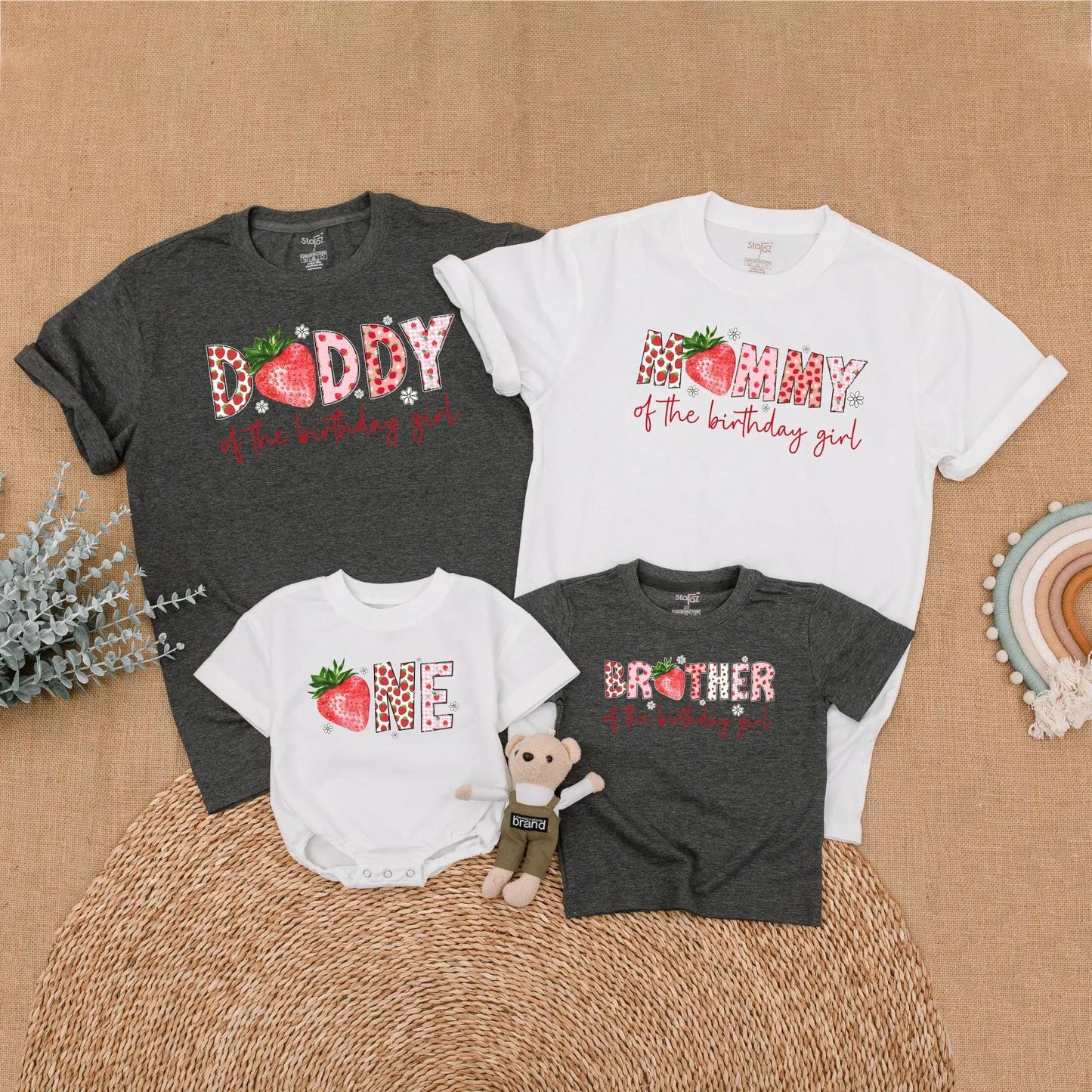 Sweet Strawberry First Birthday Matching Family Shirt for Girls Mommy and Me Berry First Birthday Outfit