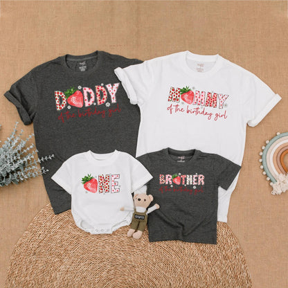 Sweet Strawberry First Birthday Matching Family Shirt for Girls Mommy and Me Berry First Birthday Outfit