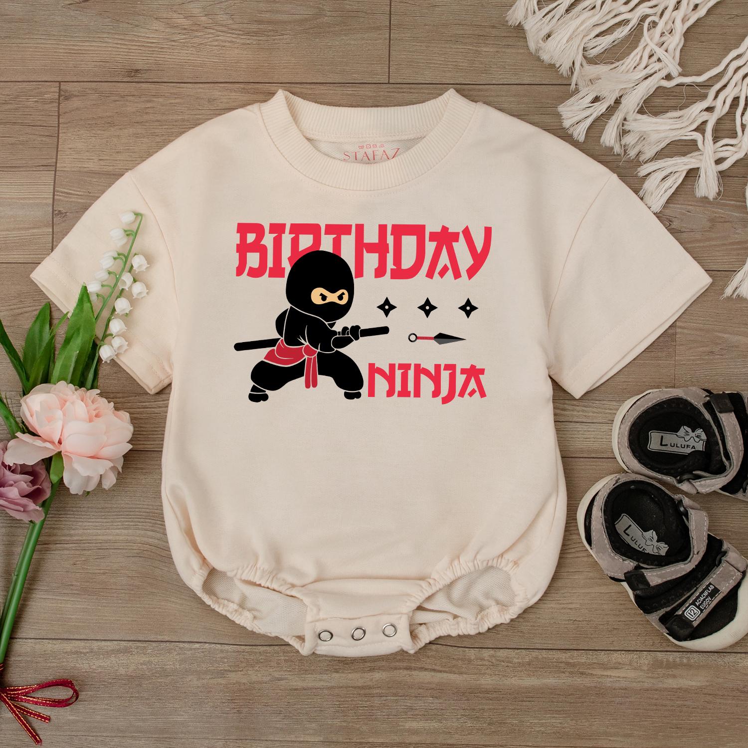 Cute Ninja Baby Romper First Birthday Outfit Funny Baby Boy Clothes Personalized Baby Gift Soft Cotton Comfortable
