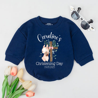 Personalised Christening Day Baby Romper Custom Name Baptism Sleepsuit Baby Girl Christening Outfit New Baby Gift