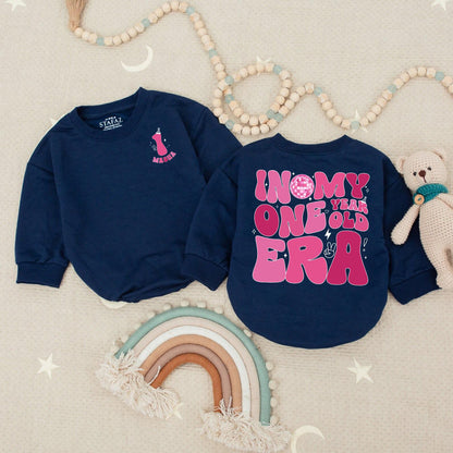 In My One Year Old Era Romper Custom Name Birthday Girl Outfit Fun Disco Ball Design 1st Birthday Party Clothes Gift Personalized Baby Girl Clothes