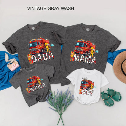 Matching Fire Truck Family Birthday Shirts for Birthday Boy Dada Mama Brother Firefighter Party Outfits