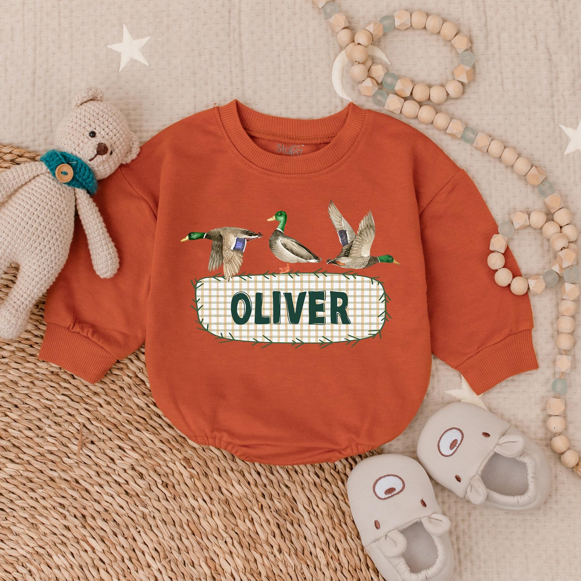 Personalized Mallard Duck Hunting Baby Romper Daddy's Hunting Buddy Cute Duckling Bodysuit Baby Shower Gift for Boys
