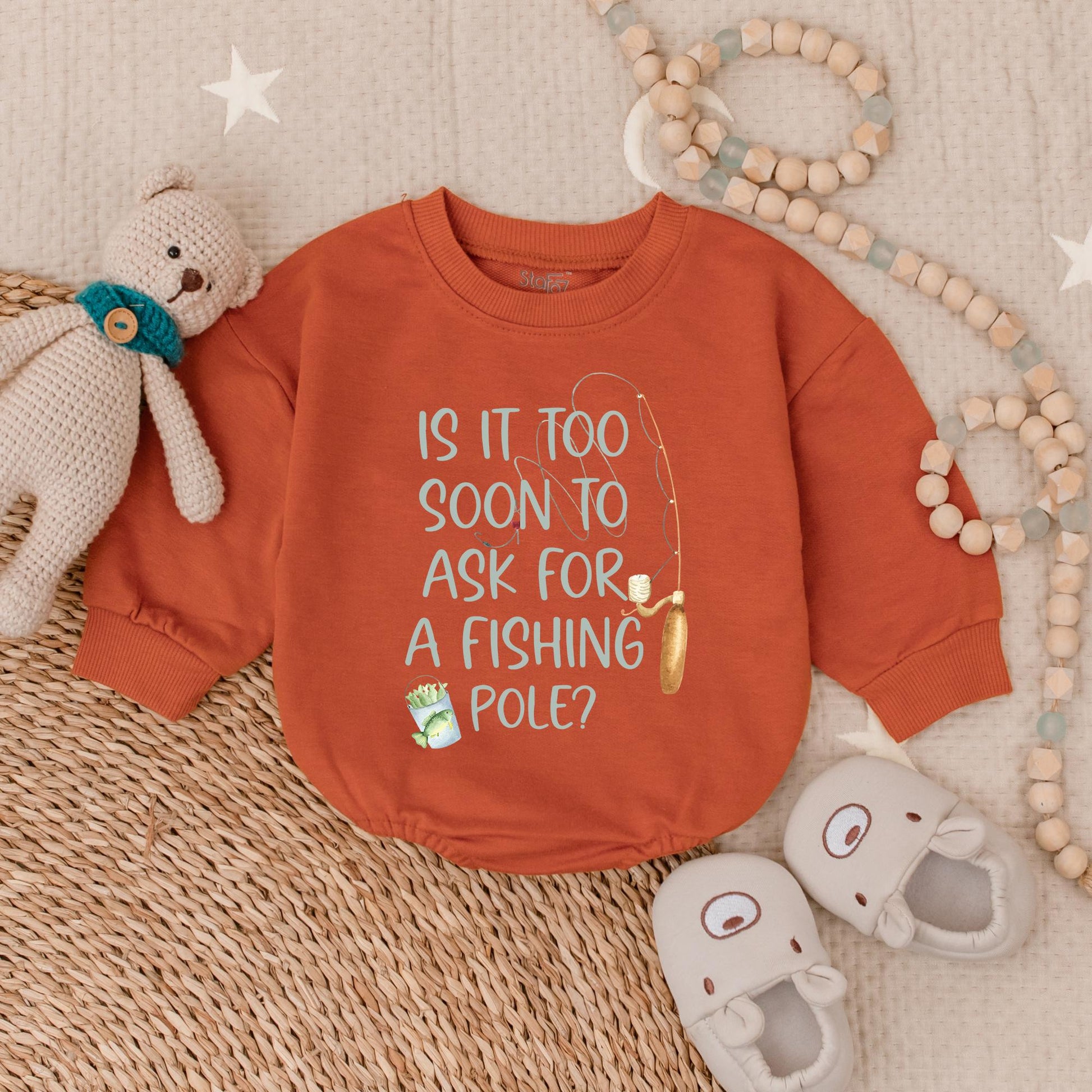 Is It Too Soon To Ask For A Fishing Pole Bubble Romper, Fishing Buddy Bodysuit, Grandchild Reveal, Baby boy Clothes, Baby shower Gift