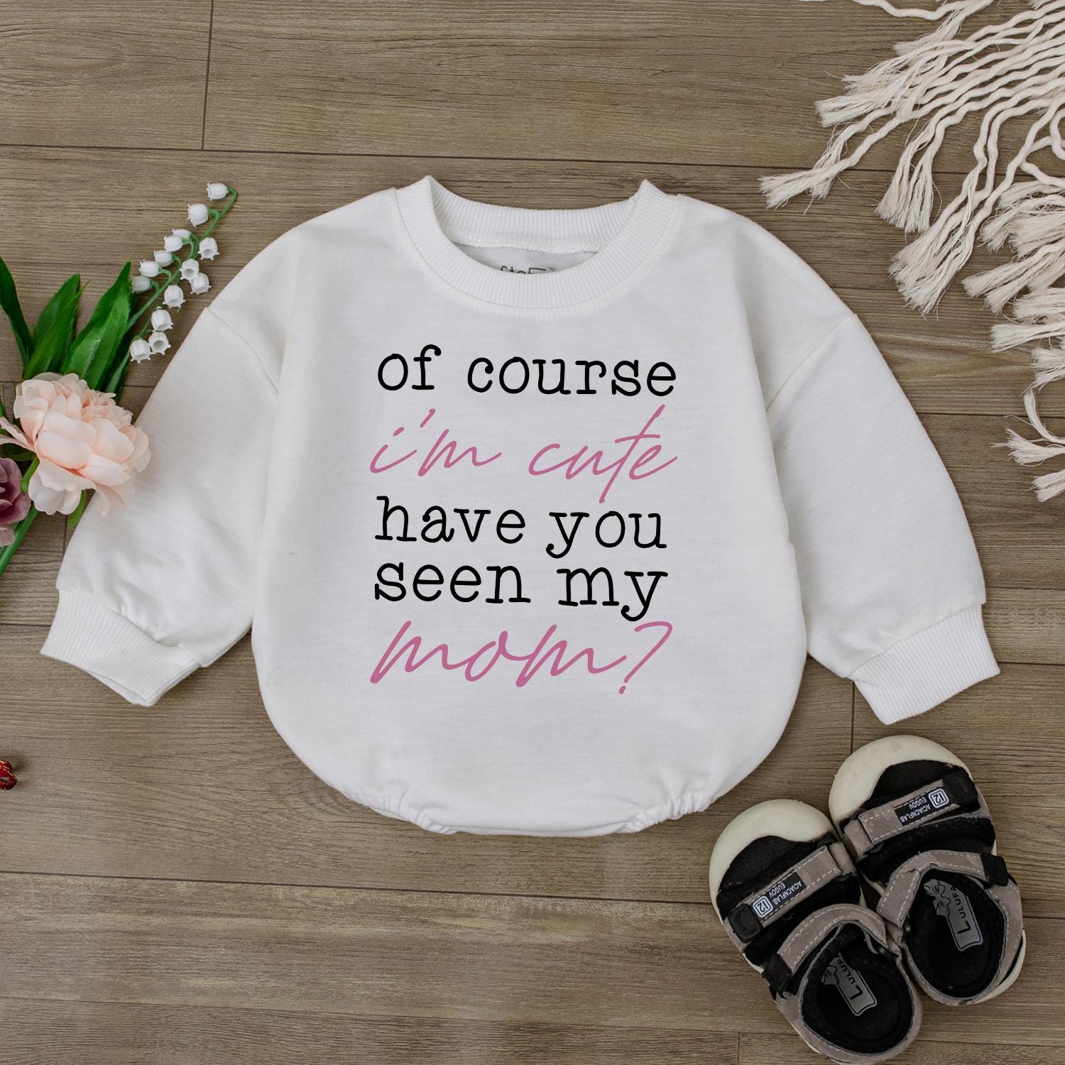 Cute Baby Romper 'Of Course I'm Cute' Funny Newborn Outfit Baby Shower Gift for Girl or Boy First Birthday Clothes