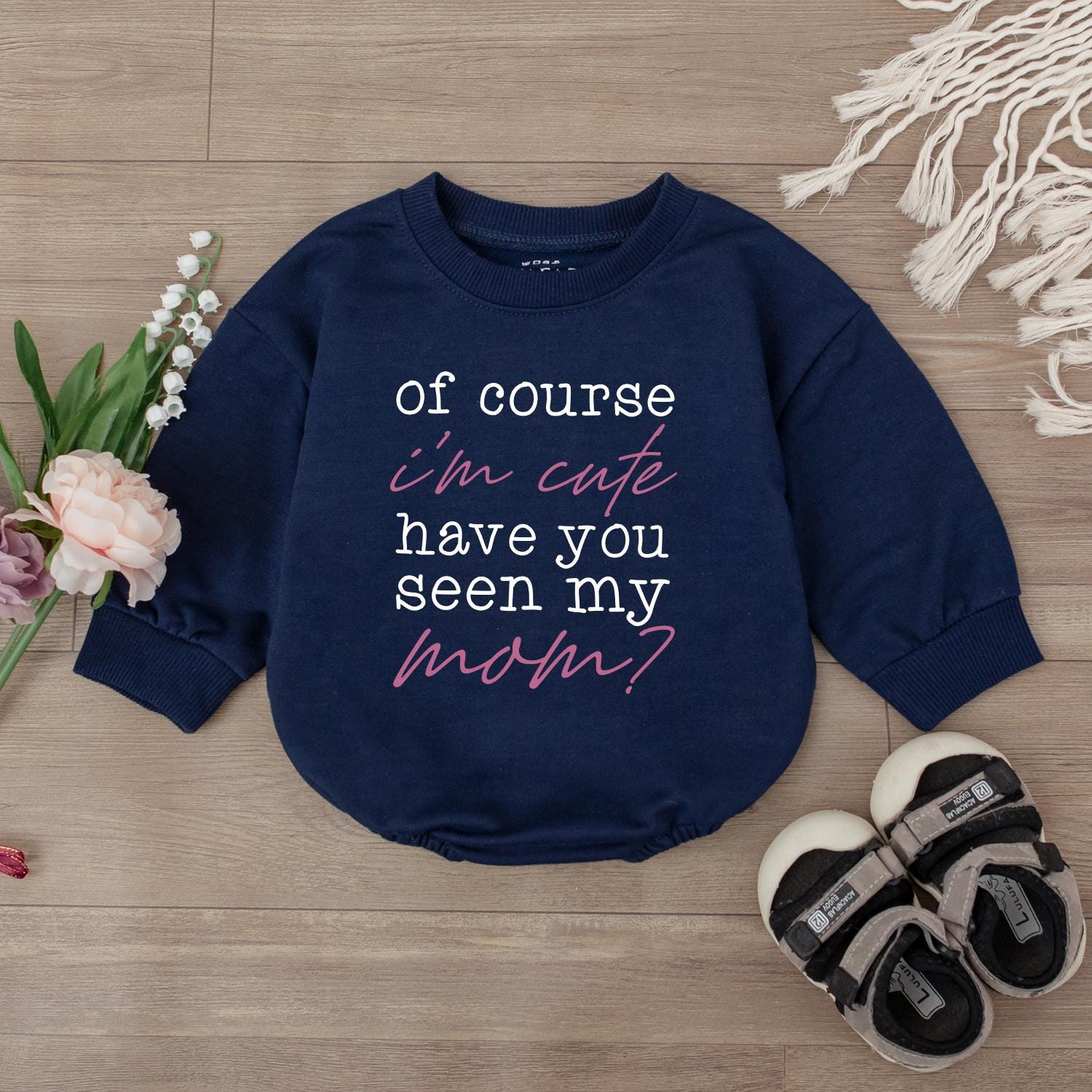 Cute Baby Romper 'Of Course I'm Cute' Funny Newborn Outfit Baby Shower Gift for Girl or Boy First Birthday Clothes