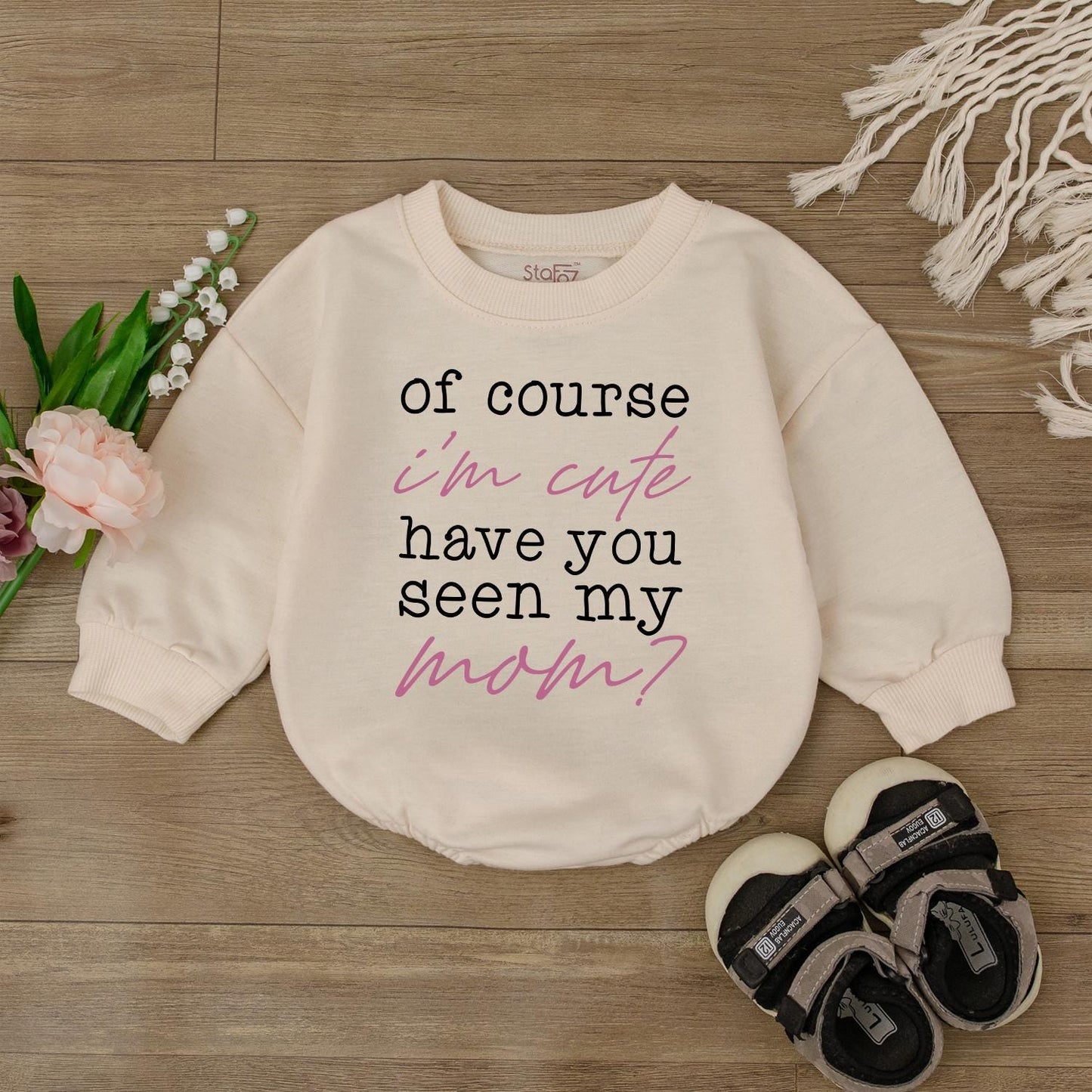 Cute Baby Romper 'Of Course I'm Cute' Funny Newborn Outfit Baby Shower Gift for Girl or Boy First Birthday Clothes