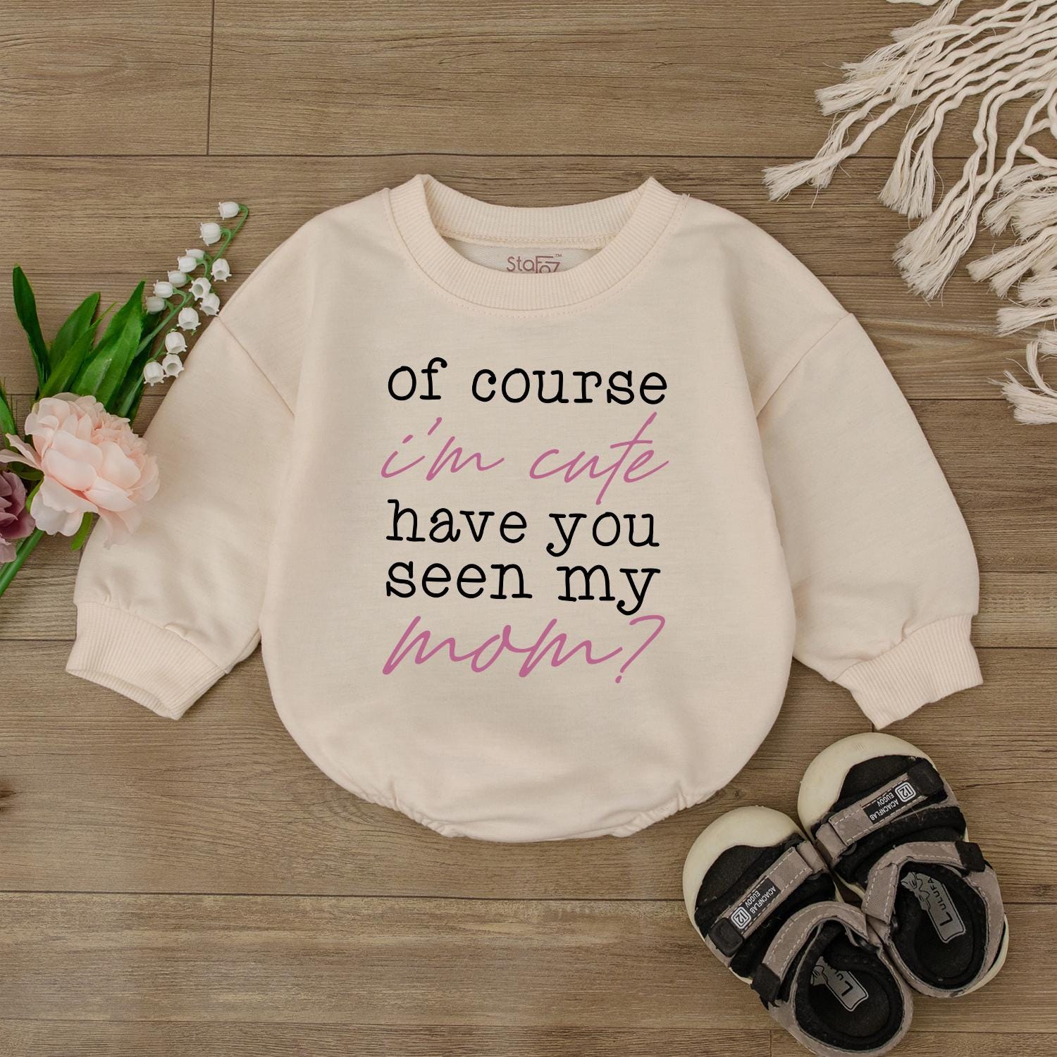 Cute Baby Romper 'Of Course I'm Cute' Funny Newborn Outfit Baby Shower Gift for Girl or Boy First Birthday Clothes