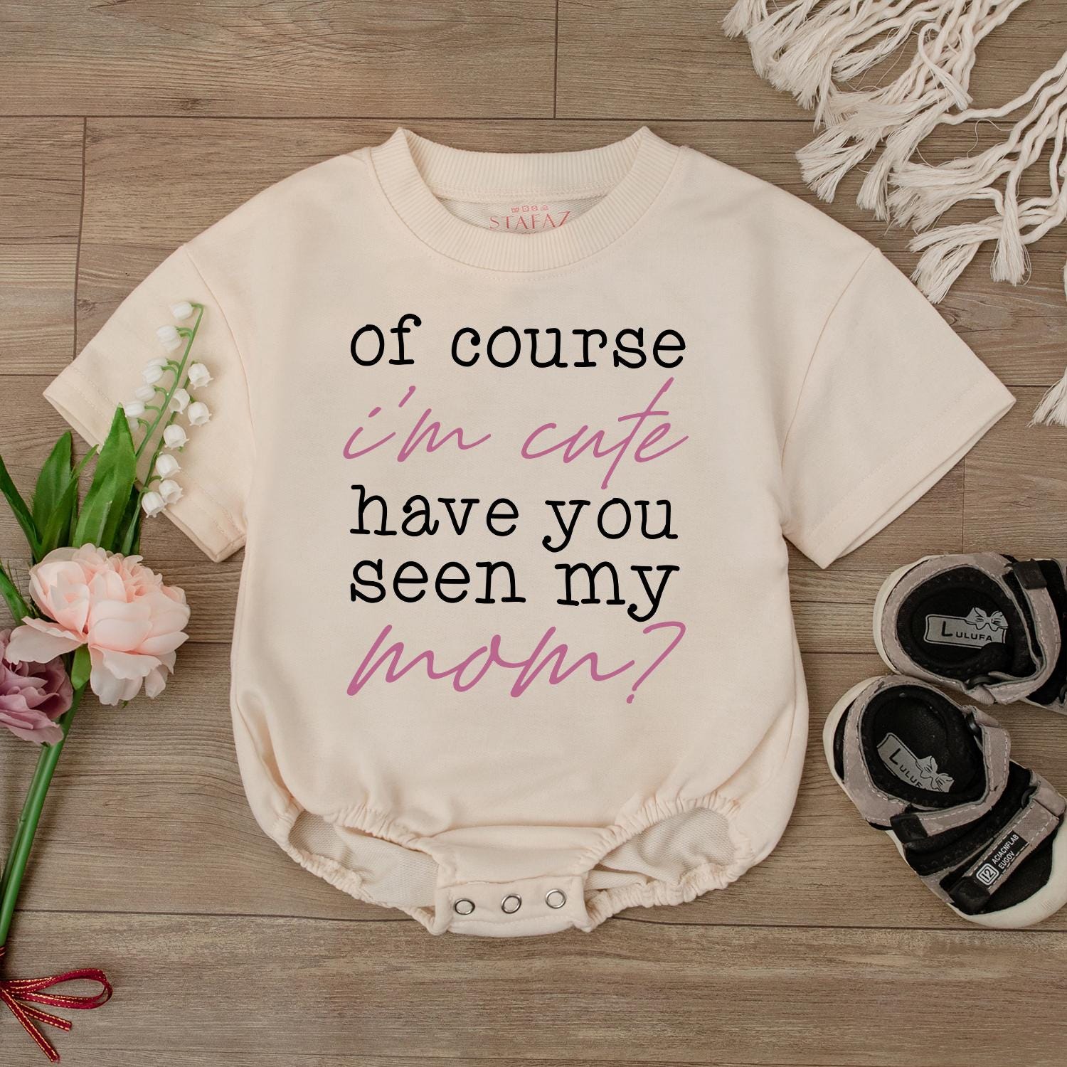 Of Course I'm Cute Have You Seen My Mom Baby Romper Funny Newborn Clothes Retro Mom Baby Shower Gift Infant Bodysuit