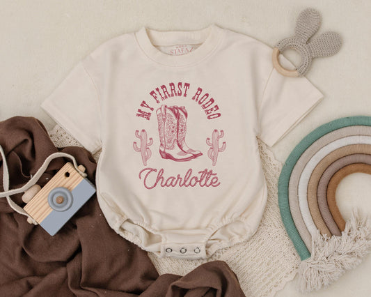 My First Rodeo Baby Bodysuit Custom Western Cowboy Outfit Personalized Name Gift 1st Birthday Romper