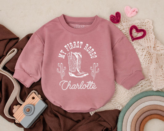 My First Rodeo Baby Bodysuit Custom Western Cowboy Outfit Personalized Name Gift 1st Birthday Romper