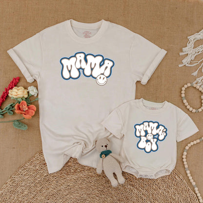 Mama and Son Matching Mother's Day Outfits, Cozy Shirt and Bubble Romper Set for New Mom and Baby Boy First Mothers Day Gift