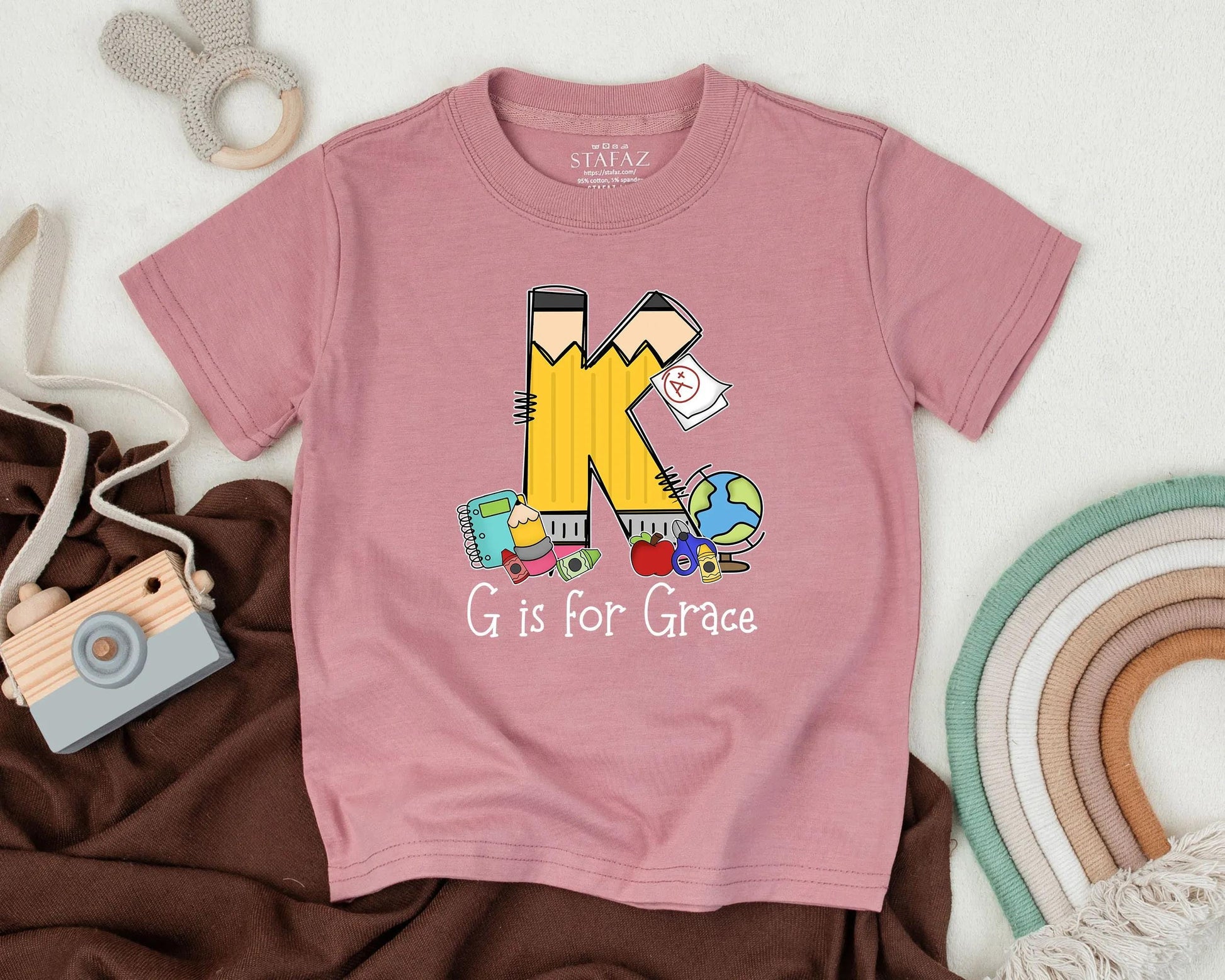 Custom Name Apple Toddler Tee First Day of School Outfit Preschool Kindergarten Personalized Back to School Shirt