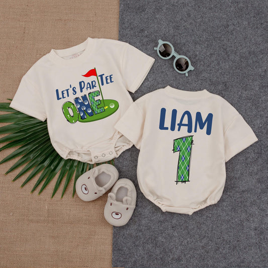 Let's Par Tee! Baby Boy's First Birthday Golf Romper Outfit Toddler Golf Clothes Party Gift