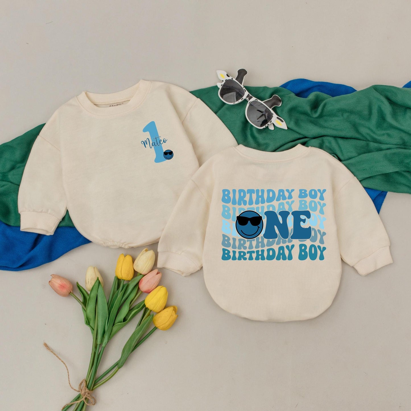 ONE Cool Dude Personalized First Birthday Romper Custom Name Baby Boy Outfit Toddler Gift