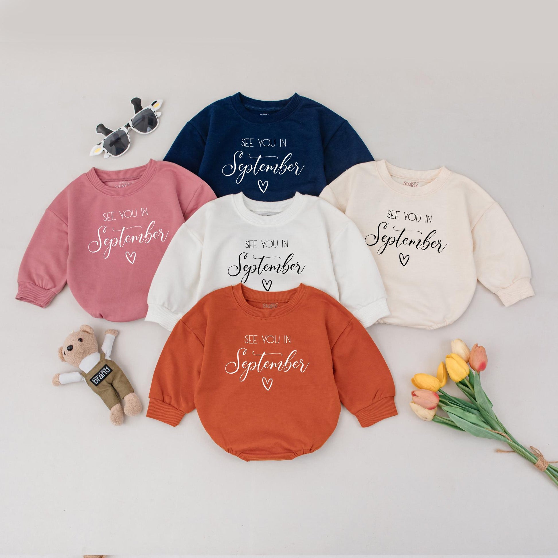 See You in September Baby Romper, Fall Reveal Outfit, Baby Shower Gift, Newborn Coming Soon Clothes, Soft & Cute Reveal