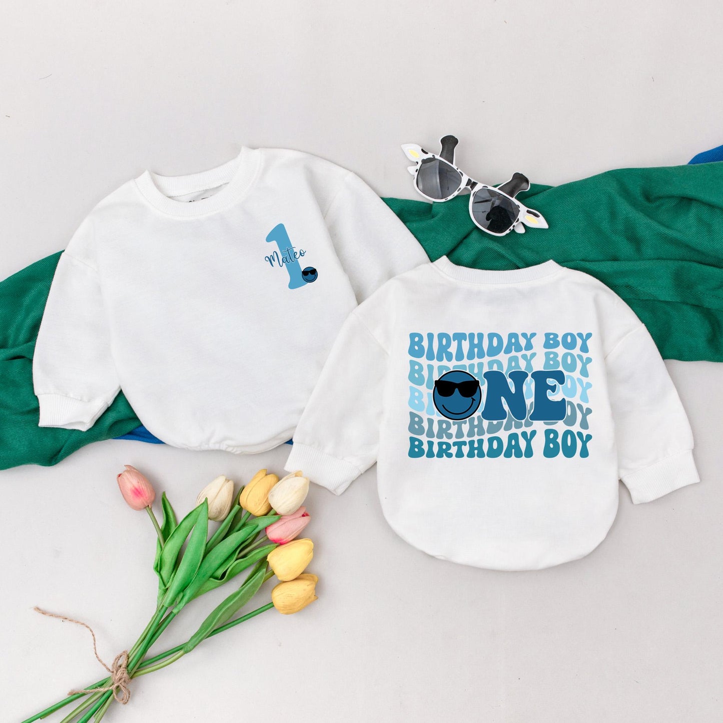 ONE Cool Dude Personalized First Birthday Romper Custom Name Baby Boy Outfit Toddler Gift