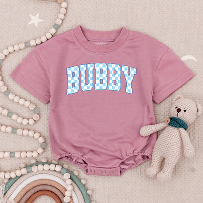 BUBBY Baby Boy Romper, My First Birthday Outfit, Cute Bodysuit, Summer Clothes for Baby Boys, Playful Checkerboard Design